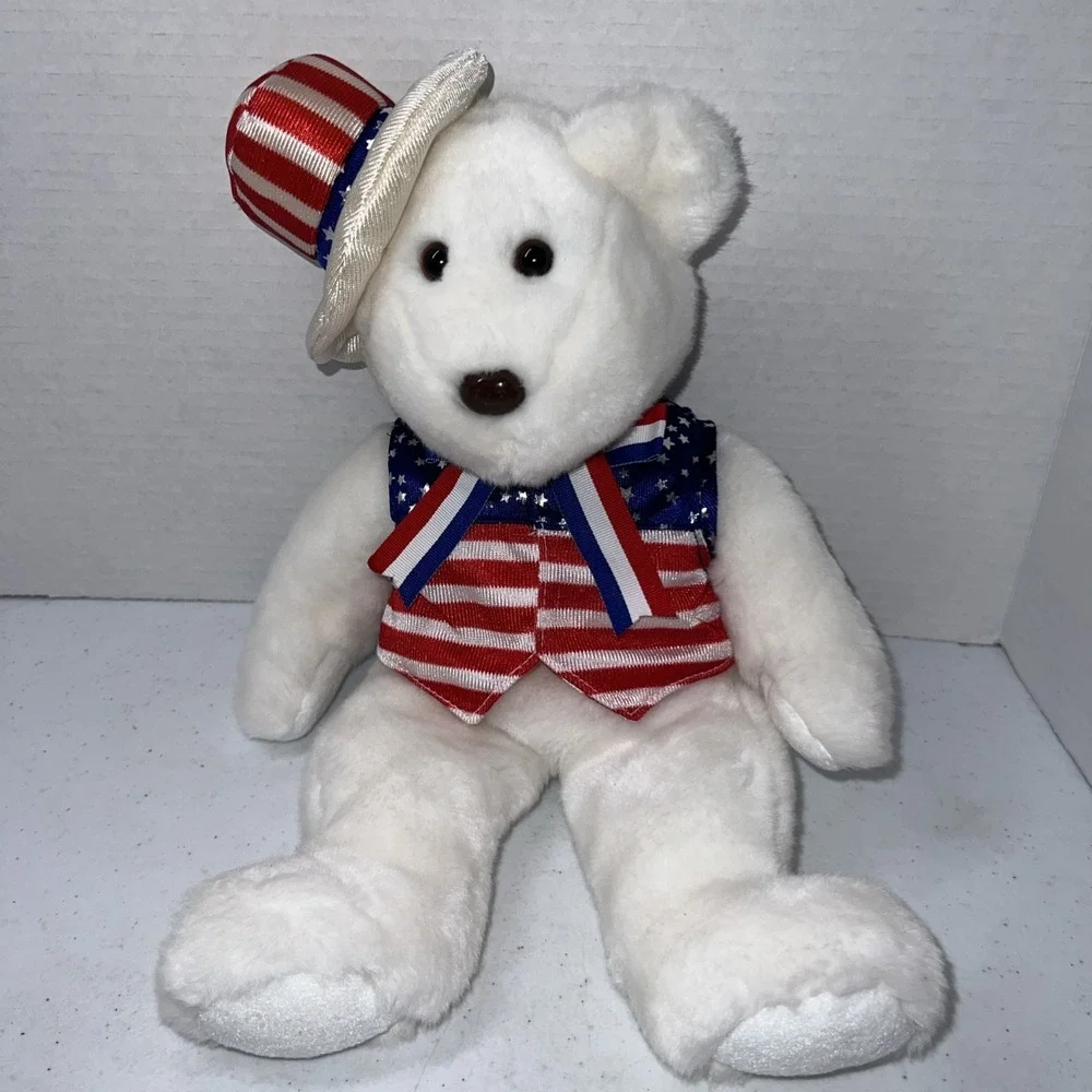 Ty Beanie Buddy Plush Uncle Sam White Bear 14